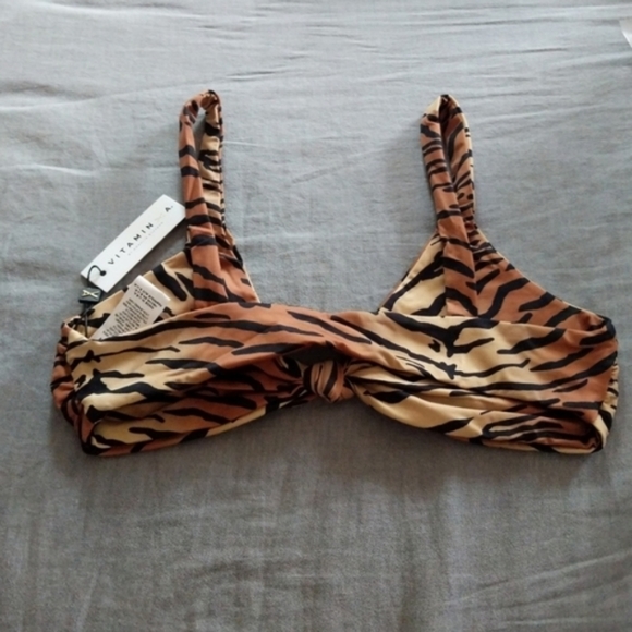 VITAMIN A Lou Tiger Stripe Striped Swim Swimsuit Bikini Top - Picture 4 of 4